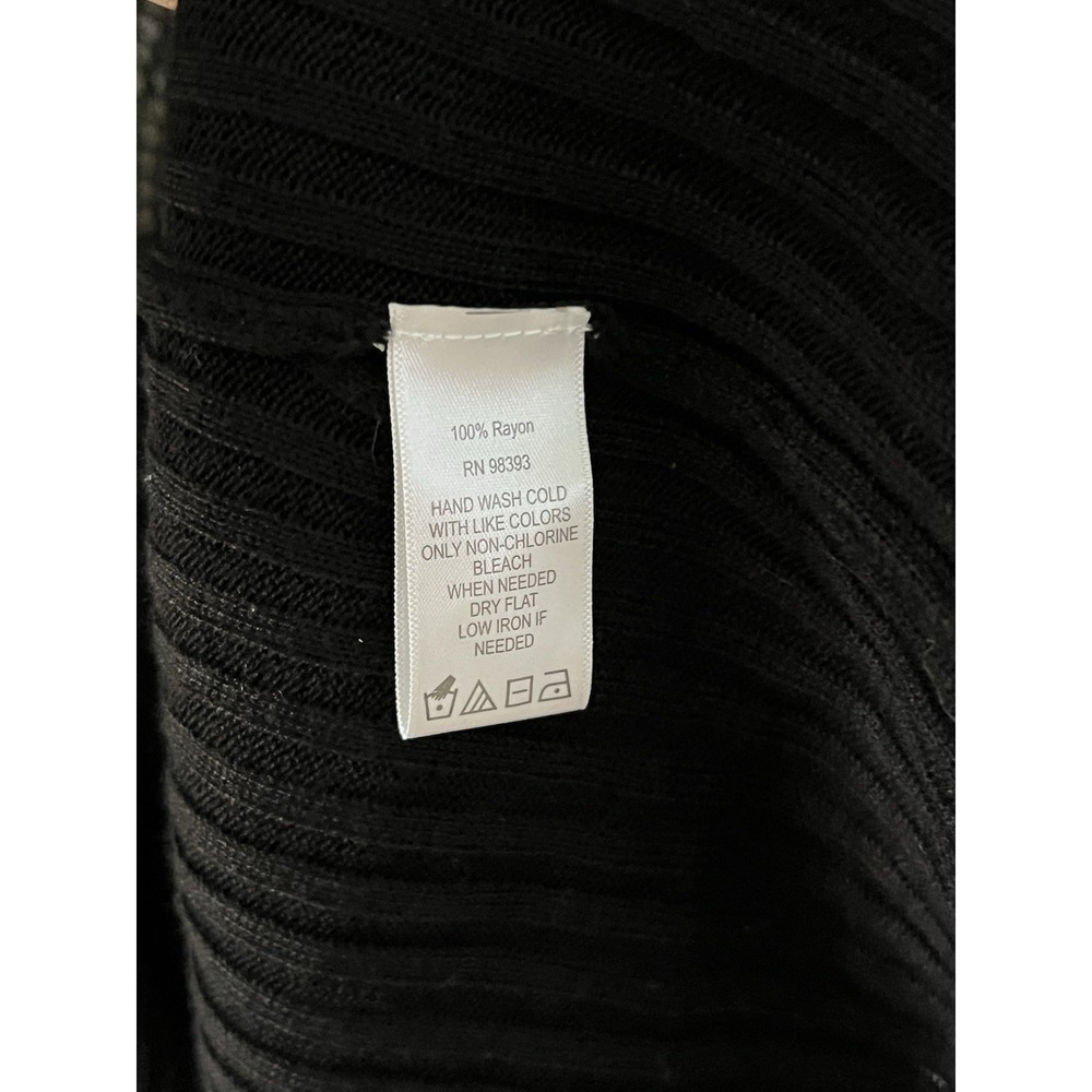 Dennis Basso XL Black Open Cardigan Lace Back Pleated Lightweight Whimsy Goth - Picture 3 of 5